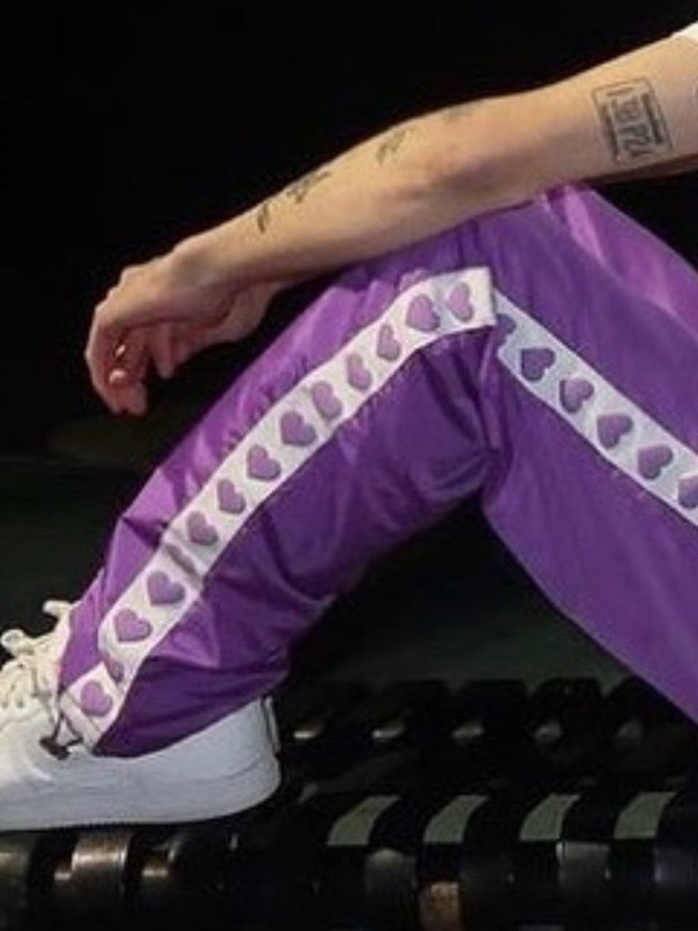 Purple Heart-Trim Jogger Pants for Women